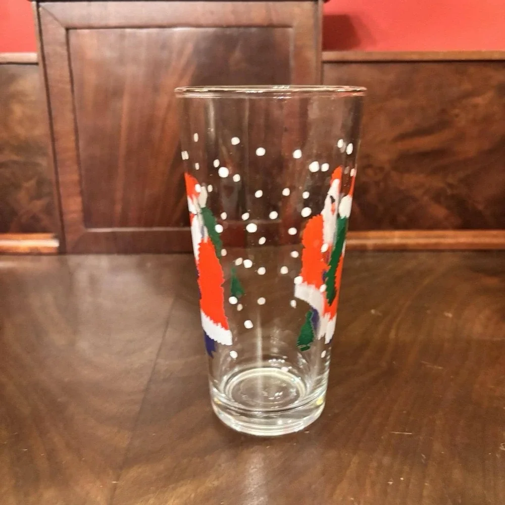 Vintage KIG Indonesia Santa Claus Christmas Tumblers Glasses Set of 4 6
